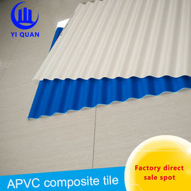 Wave Pattern Sound Proof PVC Roof Tiles / Blue Corrugated Plastic Roofing